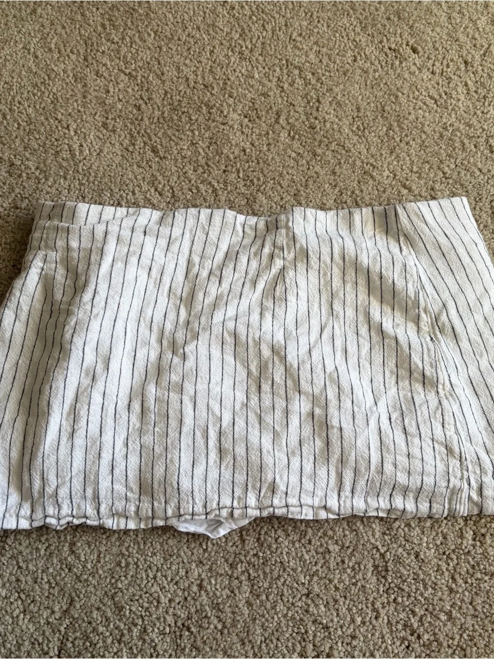 Abercrombie And Fitch White Black Stripped Linen Blend Mini Skort Skirt Large 32